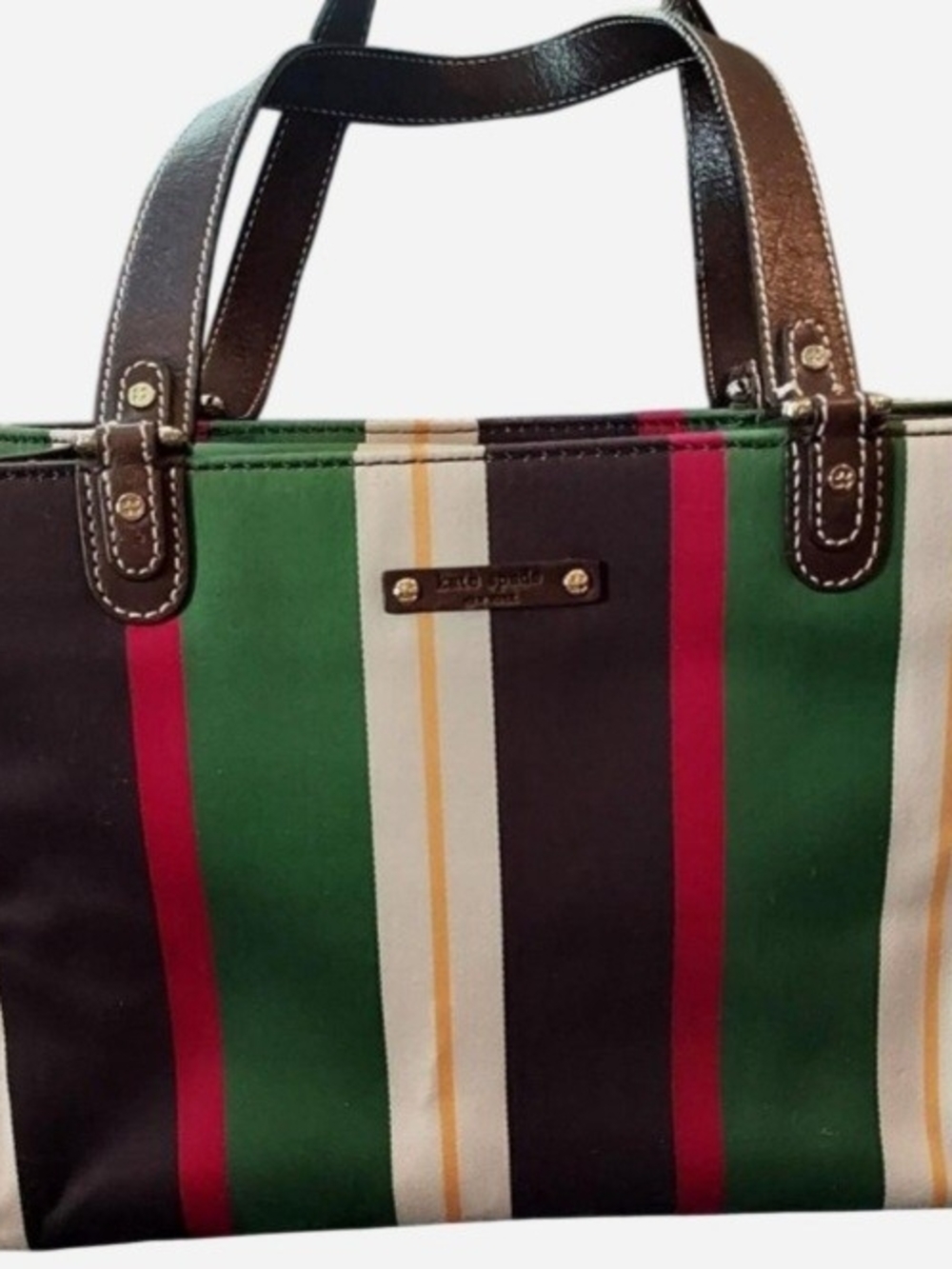 Kate Spade Striped, Structured Canvas Shoulder Bag